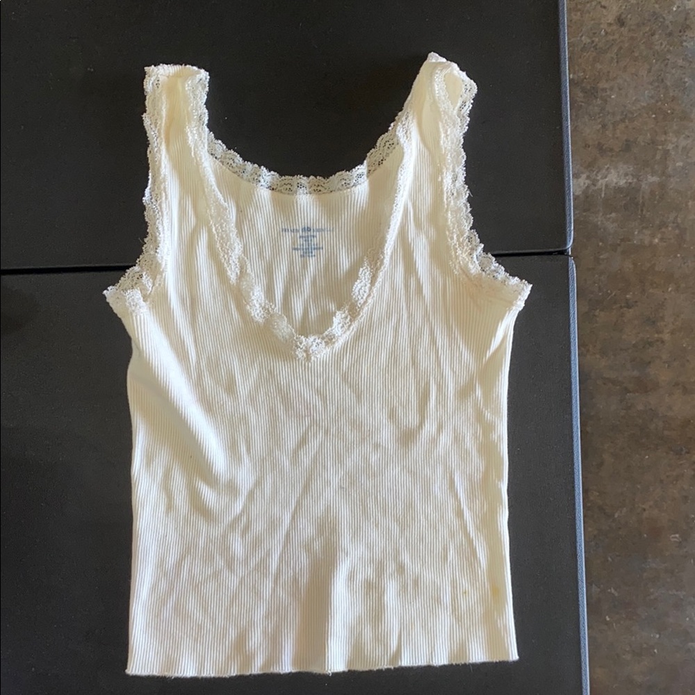 Brandy Melville White Ribbed Camisole Fitted Sleeveless Top